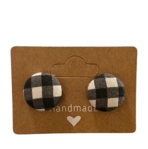 Plaid Button Earrings
